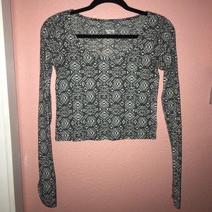 Grey Long Sleeved Crop Top